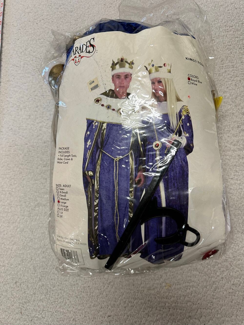 Charades Mens Kings Robe Costume Large
